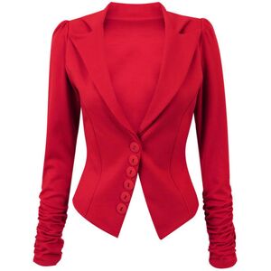 Blue Maas ltd t/a Be Jealous Women'S Ruched Button Blazer - 6 Uk Sizes & Colours! - Black   Wowcher