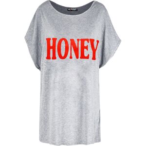 Blue Maas ltd t/a Be Jealous Honey Print Oversized T-Shirt - 7 Colours & Sizes 8-26 - Black   Wowcher