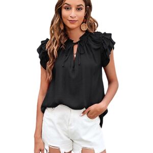 J&Y Global Women'S Short Sleeve V-Neck Blouse - 5 Uk Sizes & 4 Colours - Black   Wowcher