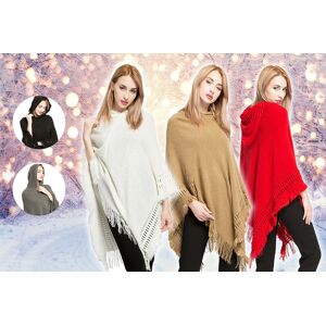 Just Dealz Womens Knitted Hooded Poncho