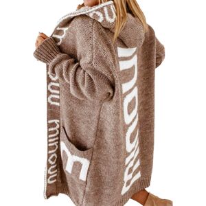 GLAXWOOD TRADING LTD Women'S Knit Chunky Hooded Cardigan In 3 Colours And 4 Sizes - Brown   Wowcher