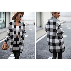 GLAXWOOD TRADING LTD Plaid Knitted Cardigan For Women In 4 Colours And 4 Sizes - Black   Wowcher