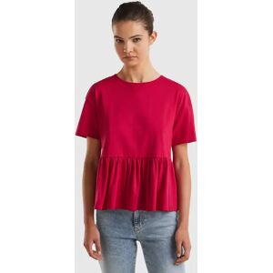 United Colors of Benetton Benetton, Boxy Fit T-shirt With Ruffle, Cyclamen, Women