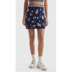 United Colors of Benetton Benetton, Floral Knit Mini Skirt, Dark Blue, Women