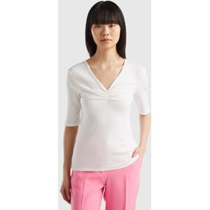 United Colors of Benetton Benetton, V-neck Slim Fit T-shirt, size L, White, Women