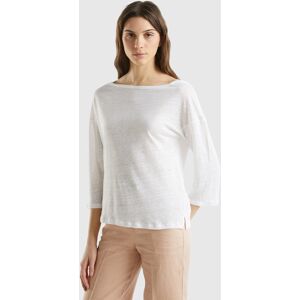 United Colors of Benetton Benetton, 3/4 Sleeve T-shirt In Pure Linen, White, Women