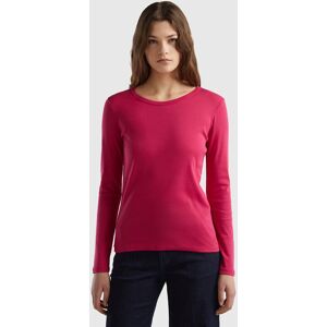 United Colors of Benetton Benetton, Long Sleeve Pure Cotton T-shirt, Cyclamen, Women