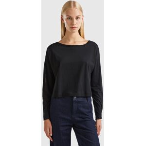 United Colors of Benetton Benetton, Black Long Fiber Cotton T-shirt, Black, Women