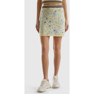 United Colors of Benetton Benetton, Floral Knit Mini Skirt, Yellow, Women