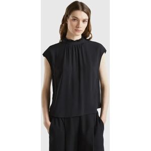 United Colors of Benetton Benetton, Blouse With Rouches On The Neck, size XS, Black, Women