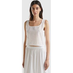 United Colors of Benetton Benetton, Sleeveless Blouse In Broderie Anglaise, White, Women