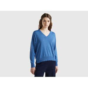 United Colors of Benetton Benetton, V-neck Sweater In Modal® Blend, size XS, Blue, Women