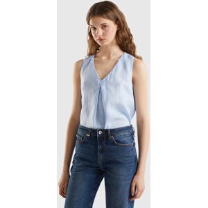 United Colors of Benetton Benetton, Sleeveless Blouse In Pure Linen, Sky Blue, Women