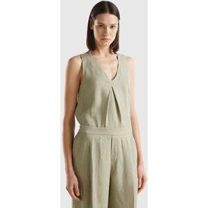 United Colors of Benetton Benetton, Sleeveless Blouse In Pure Linen, Light Green, Women