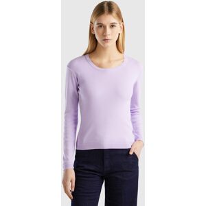 United Colors of Benetton Benetton, Crew Neck Sweater In Pure Cotton, size L, Lilac, Women