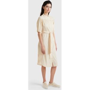 United Colors of Benetton Benetton, Midi Shirt Dress With Sash, Beige, Women