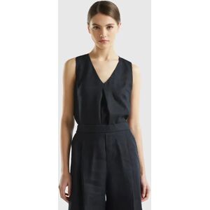 United Colors of Benetton Benetton, Sleeveless Blouse In Pure Linen, Black, Women