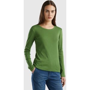 United Colors of Benetton Benetton, Long Sleeve Pure Cotton T-shirt, Military Green, Women