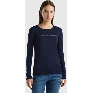 United Colors of Benetton Benetton, Long Sleeve Dark Blue T-shirt In 100% Cotton, Dark Blue, Women