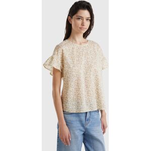 United Colors of Benetton Benetton, Patterned Blouse In Light Cotton, Beige, Women