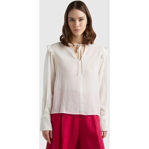 United Colors of Benetton Benetton, Blouse With Laces And Rouches, size XS, Creamy White, Women