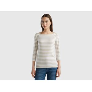 United Colors of Benetton Benetton, Striped 3/4 Sleeve T-shirt In 100% Cotton, size XS, Beige, Women