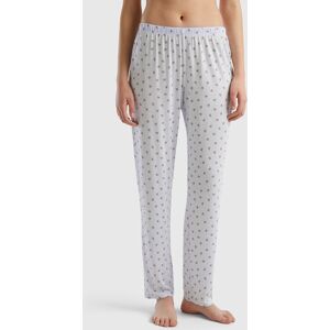 United Colors of Benetton Benetton, 3/4 Floral Bottoms In Sustainable Viscose, size XS, White, Women