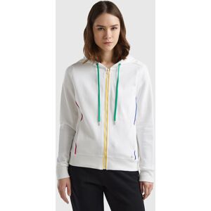 United Colors of Benetton Benetton, 100% Cotton Sweatshirt With Zip And Hood, White, Women