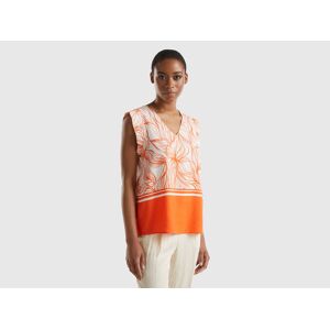 United Colors of Benetton Benetton, Patterned Blouse In Sustainable Viscose Blend, size XS, Orange, Women