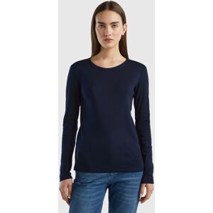 United Colors of Benetton Benetton, Long Sleeve Pure Cotton T-shirt, Dark Blue, Women