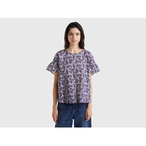 United Colors of Benetton Benetton, Patterned Blouse In Light Cotton, Lilac, Women