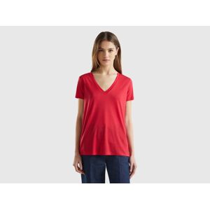 United Colors of Benetton Benetton, V-neck T-shirt In Sustainable Viscose, size L, Red, Women