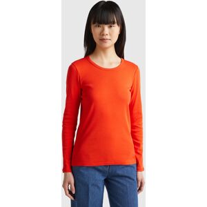 United Colors of Benetton Benetton, Long Sleeve Pure Cotton T-shirt, Red, Women