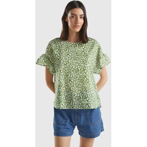 United Colors of Benetton Benetton, Patterned Blouse In Light Cotton, Green, Women