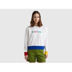 United Colors of Benetton Benetton, 100% Cotton Sweatshirt With Logo Print, White, Women