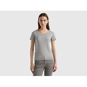 United Colors of Benetton Benetton, Short Sleeve Sweater In 100% Cotton, size L, Light Gray, Women