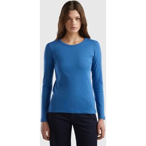 United Colors of Benetton Benetton, Long Sleeve Pure Cotton T-shirt, Blue, Women