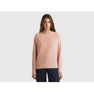 United Colors of Benetton Benetton, Long Sleeve T-shirt In Light Cotton, size L, Soft Pink, Women