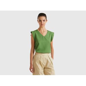 United Colors of Benetton Benetton, Blouse With V-neck, Military Green, Women