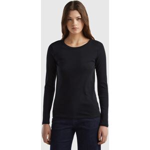 United Colors of Benetton Benetton, Long Sleeve Pure Cotton T-shirt, Black, Women