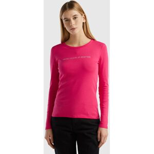 United Colors of Benetton Benetton, Fuchsia 100% Cotton Long Sleeve T-shirt, Fuchsia, Women