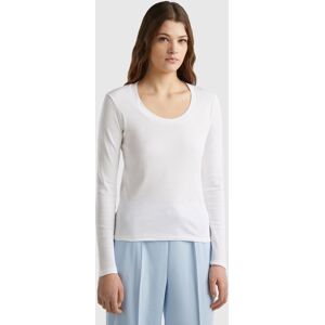 United Colors of Benetton Benetton, Long Sleeve Pure Cotton T-shirt, White, Women