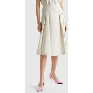 United Colors of Benetton Benetton, Midi Skirt In Pure Linen, Beige, Women