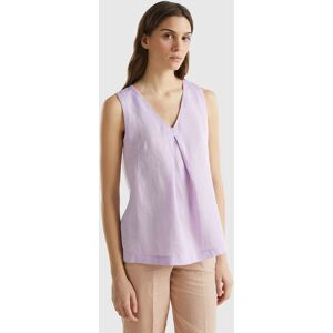 United Colors of Benetton Benetton, Sleeveless Blouse In Pure Linen, Lilac, Women