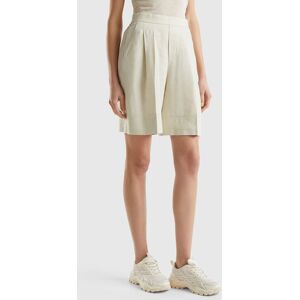 United Colors of Benetton Benetton, 100% Linen Bermudas With Cuffs, size S, Beige, Women