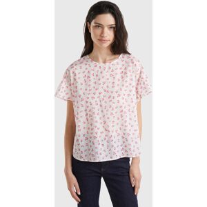 United Colors of Benetton Benetton, Patterned Blouse In Light Cotton, Creamy White, Women