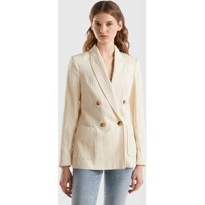 United Colors of Benetton Benetton, Double-breasted Blazer In Sustainable Viscose Blend, Creamy White, Women