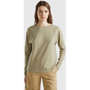 United Colors of Benetton Benetton, Long Sleeve T-shirt In Light Cotton, size XS, Light Green, Women