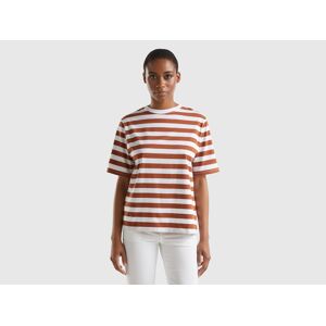 United Colors of Benetton Benetton, Striped Comfort Fit T-shirt, Brown, Women