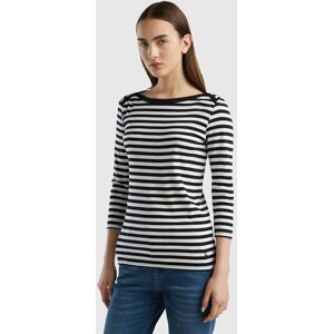 United Colors of Benetton Benetton, Striped 3/4 Sleeve T-shirt In Pure Cotton, Black, Women